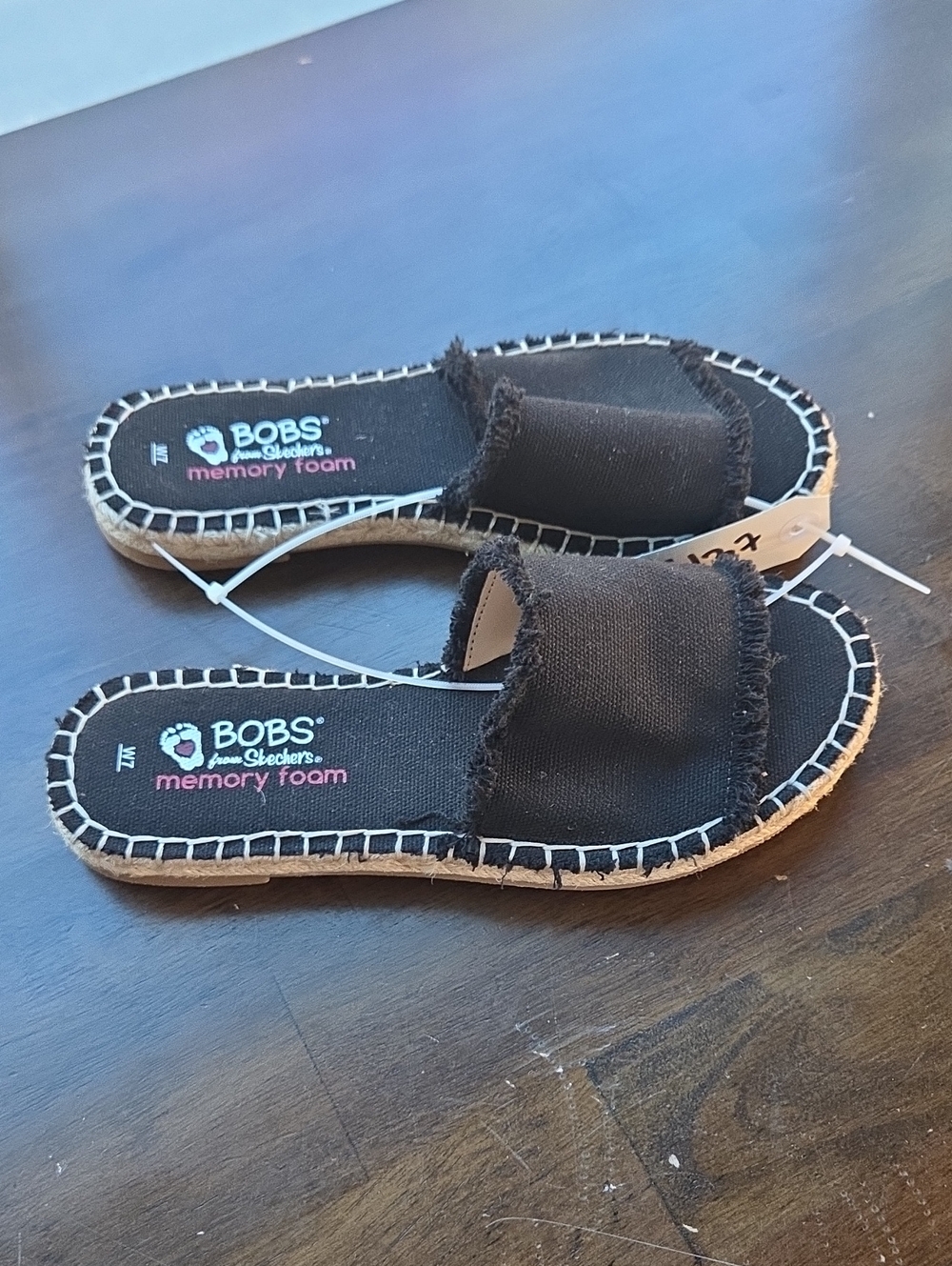 BOBS from Skechers Size 7 Women's Black Memory Foam Slide Black Sandals
